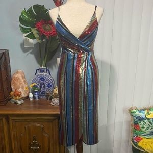 Multicolor sequin midi dress